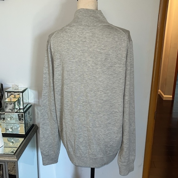 J Crew Mercantile Gray Zip Up Sweater High Collar Large.  Merino Wool Blend. - Picture 5 of 8